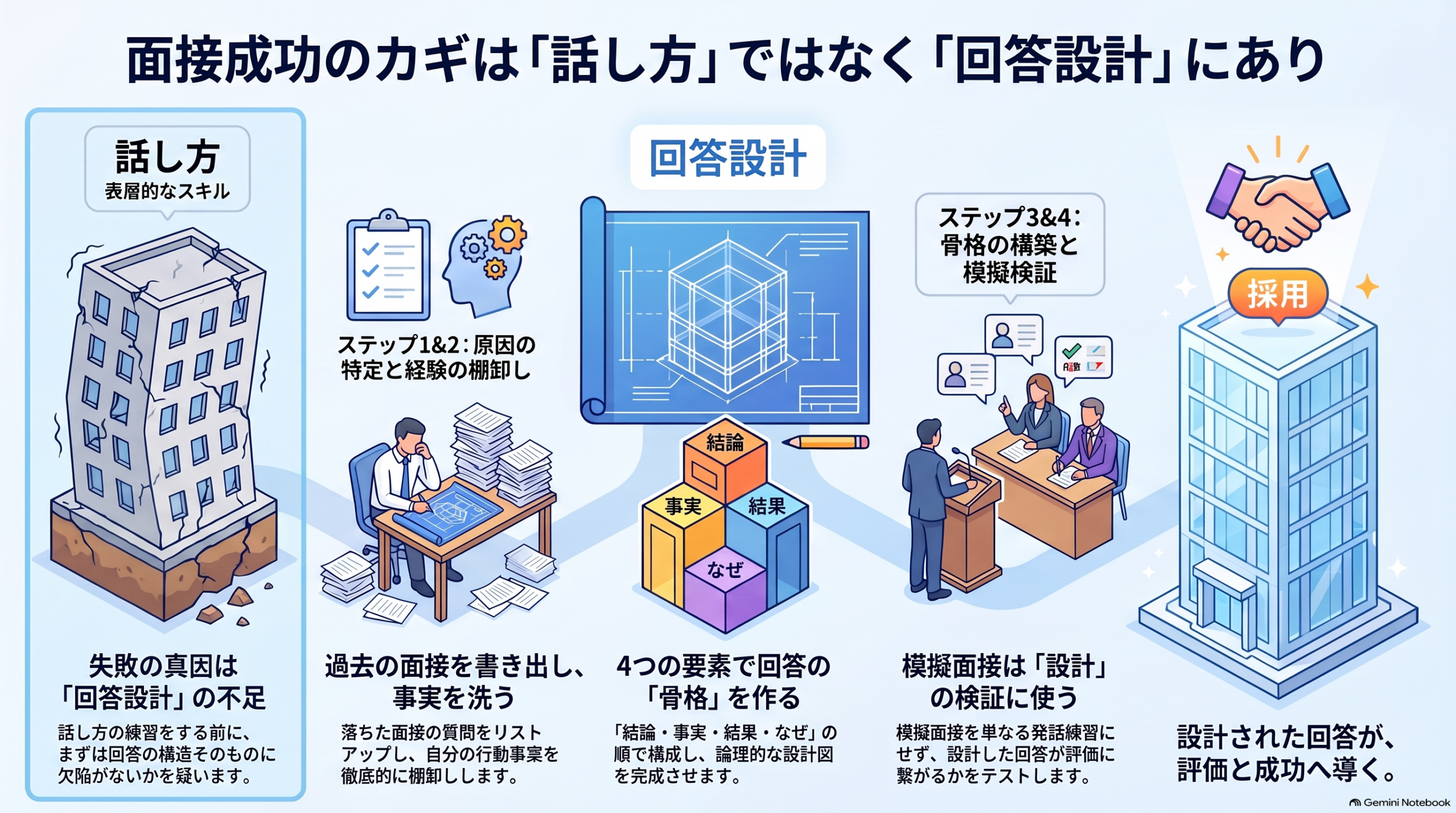 「面接が苦手」は間違いではない。落ちる原因の多くは”話し方”ではなく”回答の設計”にある